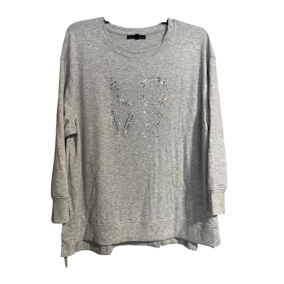 Jane Delancey Womens Gray Love Graphic Sweatshirt Size 2XL Vanentines Day - Picture 1 of 6